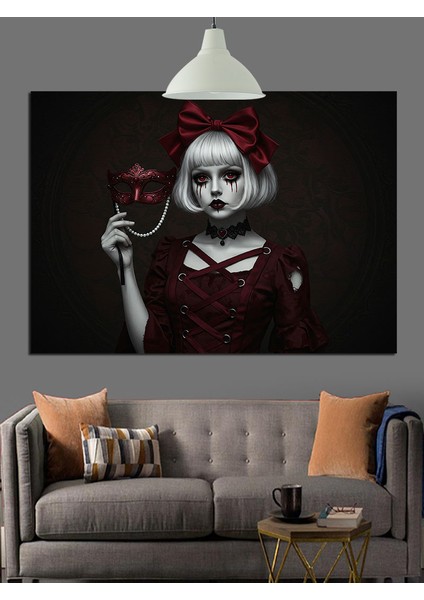 Maskeli Kız Dekoratif Kanvas - Mdf Ahşap Tablo modelleri