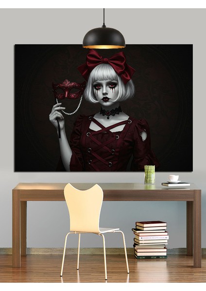 Maskeli Kız Dekoratif Kanvas - Mdf Ahşap Tablo fırsatları