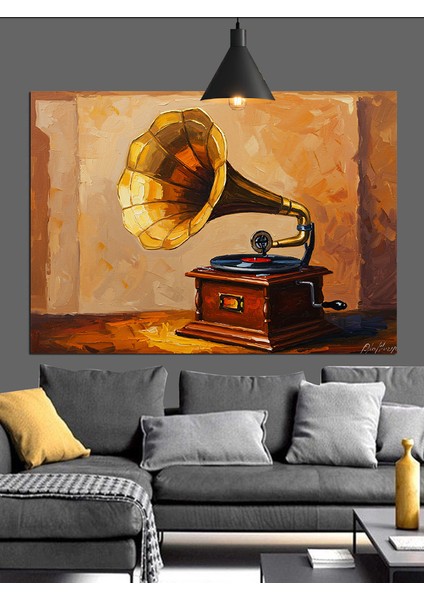 Gramofon Antika Müzik Çalar Dekoratif Kanvas - Mdf Ahşap Tablo modelleri
