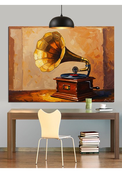Gramofon Antika Müzik Çalar Dekoratif Kanvas - Mdf Ahşap Tablo indirimleri