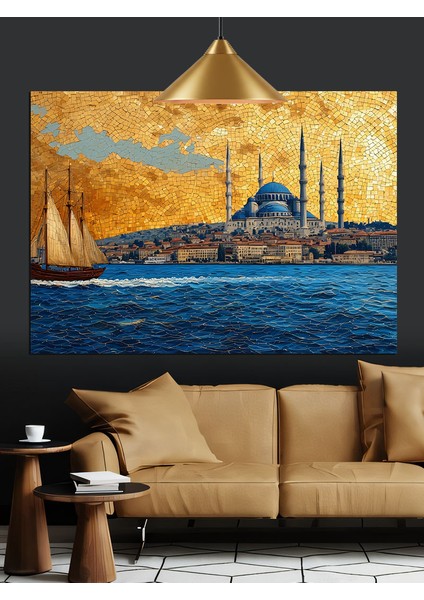 Istanbul Silüeti Cami Minareler Dekoratif Kanvas - Mdf Ahşap Tablo fiyatları