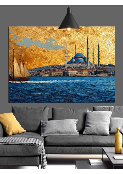 Istanbul Silüeti Cami Minareler Dekoratif Kanvas - Mdf Ahşap Tablo modelleri