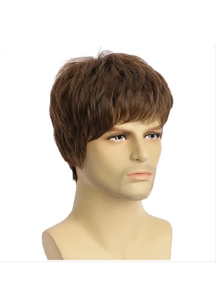 Erkek Genç Erkekler Için Kısa Doğal Kıvırcık Saçlar Isıya Dayanıklı Lif Sentetik Peruklar (Yurt Dışından)