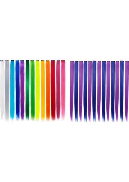 13 Adet Renkli Parti Saç Uzatmalarında Renkli Klipsi Vurgular 55CM Mor + Mavi ve 13 Adet Gökkuşağı (Yurt Dışından)