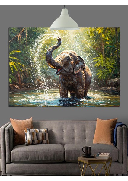 Yavru Fil Gün Batımı Manzarası Dekoratif Kanvas - Mdf Ahşap Tablo modelleri