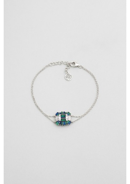 Yakamoz Işığı 18 Ayar Beyaz Altın Kaplama 19 cm Gümüş Bileklik