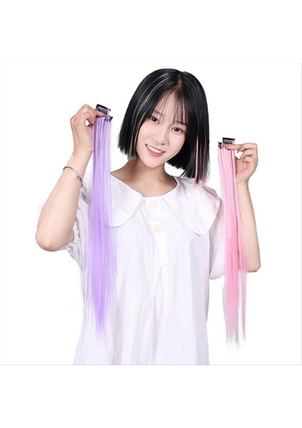 Gökkuşağı Vurgulanmış Saç Uzantısı Saç Tokası Uzun Düz Saç Klipsi Kız Saçları Için Süslemeli (Yurt Dışından) fırsatları