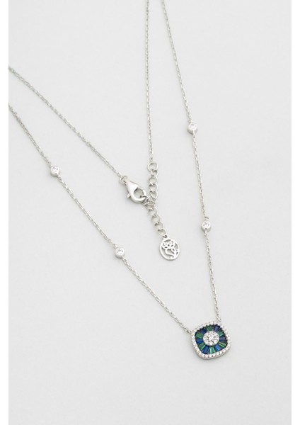 Yakamoz Gecesi 18 Ayar Beyaz Altın Kaplama Gümüş Kolye