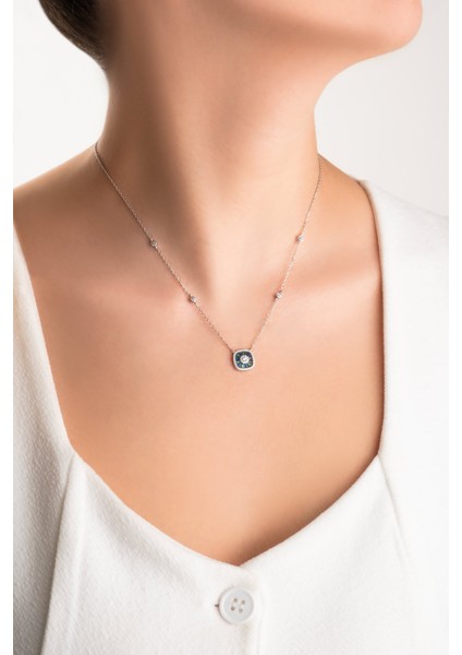 Yakamoz Gecesi 18 Ayar Beyaz Altın Kaplama Gümüş Kolye fırsatları