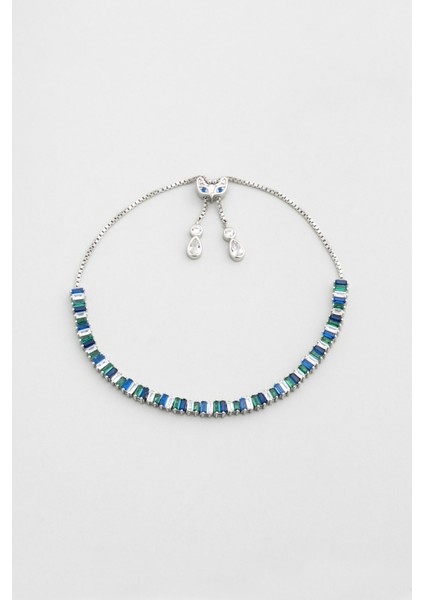 Yakamoz Aurası 18 Ayar Beyaz Altın Kaplama Ayarlanabilir Gümüş Bileklik