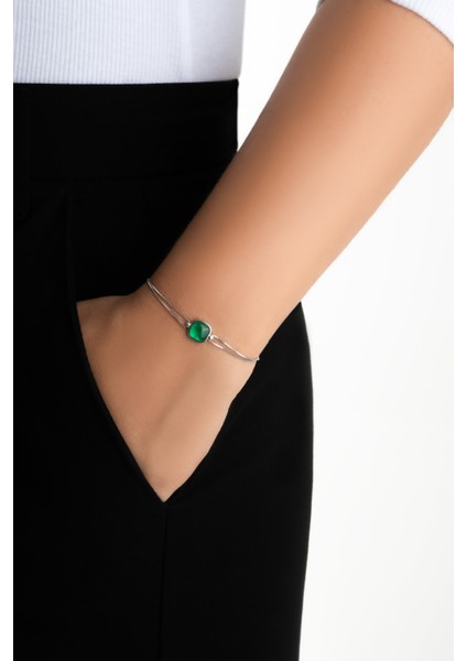 Renk Uyumu 18 Ayar Beyaz Altın Kaplama 19 cm Gümüş Bileklik fırsatları