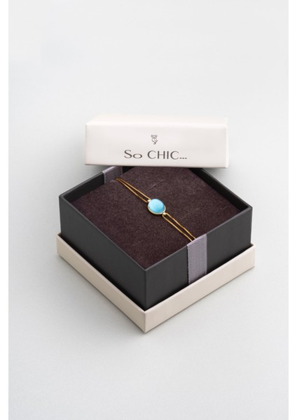 Mavi Aura 18 Ayar Sarı Altın Kaplama 19 cm Gümüş Bileklik indirimleri