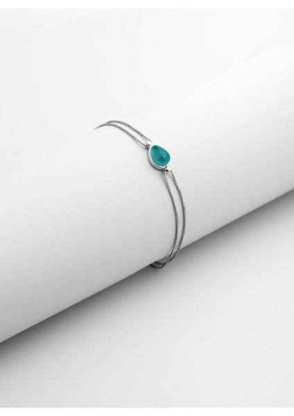 Mavi Ahenk 18 Ayar Beyaz Altın Kaplama 19 cm Gümüş Bileklik