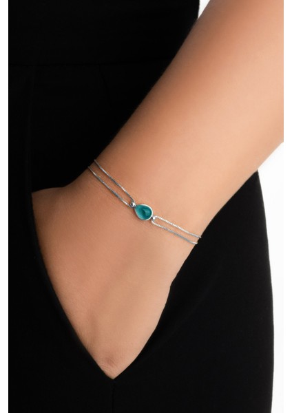 Mavi Ahenk 18 Ayar Beyaz Altın Kaplama 19 cm Gümüş Bileklik fiyatları