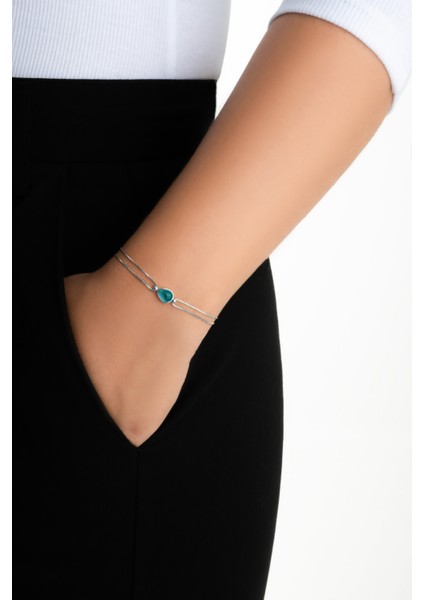 Mavi Ahenk 18 Ayar Beyaz Altın Kaplama 19 cm Gümüş Bileklik fırsatları
