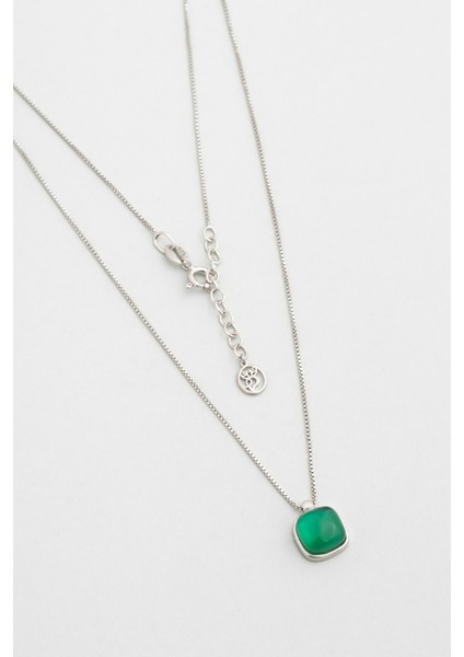 Renk Uyumu 18 Ayar Beyaz Altın Kaplama 44 cm Gümüş Kolye