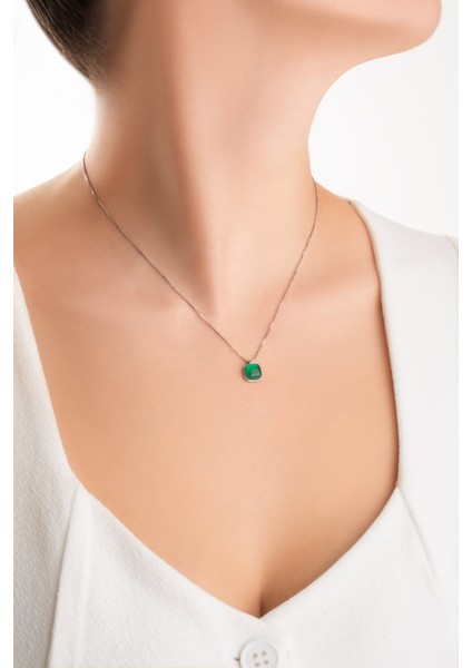 Renk Uyumu 18 Ayar Beyaz Altın Kaplama 44 cm Gümüş Kolye fırsatları