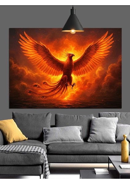 Kırmızı Alevli Anka Kuşu Dekoratif Kanvas - Mdf Ahşap Tablo modelleri
