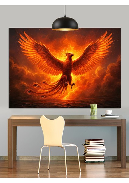 Kırmızı Alevli Anka Kuşu Dekoratif Kanvas - Mdf Ahşap Tablo indirimleri
