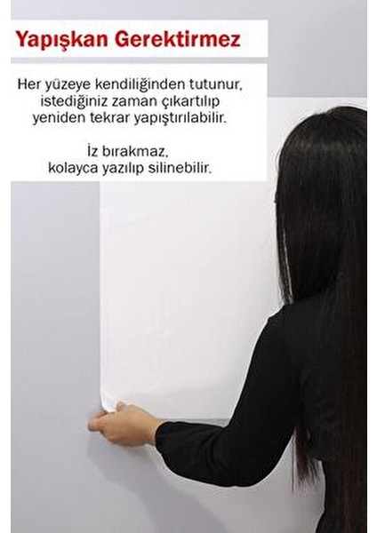Akıllı Kağıt 60x100 Cm Beyaz 5 Adet Statik Tutunabilir İz Bırakmaz Yazı Tahtası