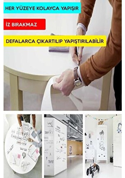 Akıllı Kağıt 60x100 Cm Beyaz 5 Adet Statik Tutunabilir İz Bırakmaz Yazı Tahtası