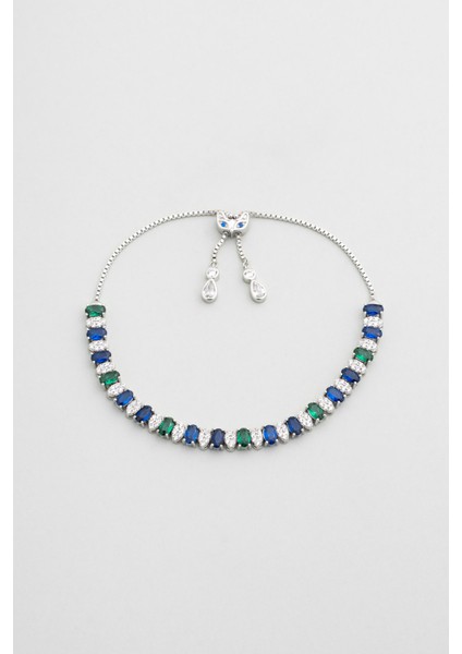 Yakamoz Hikayesi 18 Ayar Beyaz Altın Kaplama Ayarlanabilir Gümüş Bileklik