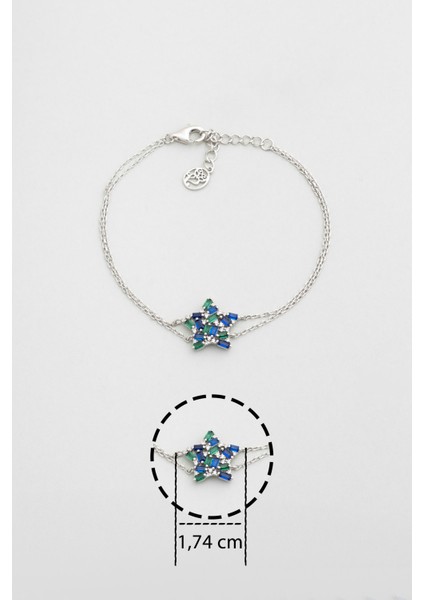 Yakamoz Yıldızı 18 Ayar Beyaz Altın Kaplama 19 cm Gümüş Bileklik modelleri