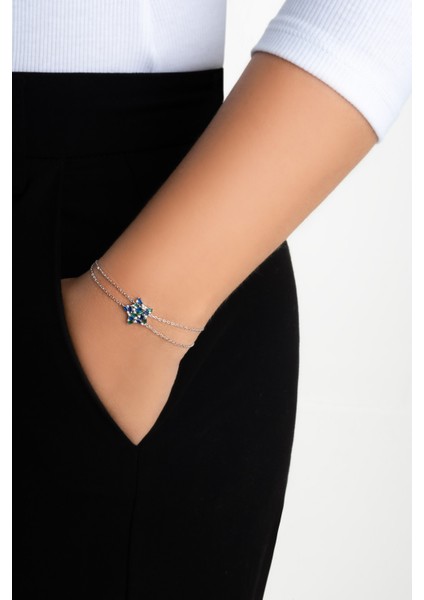 Yakamoz Yıldızı 18 Ayar Beyaz Altın Kaplama 19 cm Gümüş Bileklik fırsatları