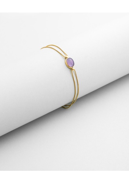 Mor Melodi 18 Ayar Sarı Altın Kaplama 19 cm Gümüş Bileklik