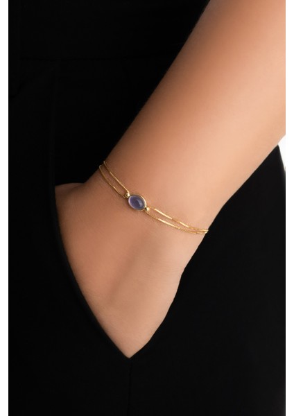 Mor Melodi 18 Ayar Sarı Altın Kaplama 19 cm Gümüş Bileklik fiyatları