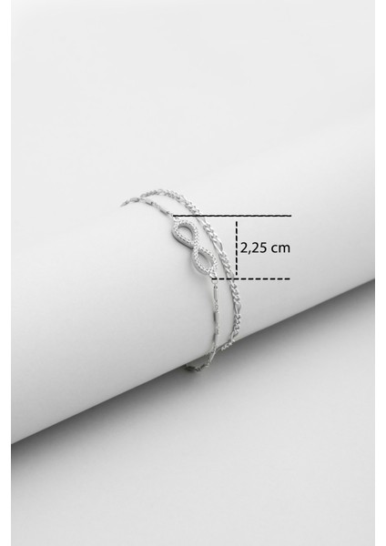 Sonsuz Aşk 18 Ayar Beyaz Altın Kaplama 19 cm Gümüş Zincir Bileklik modelleri