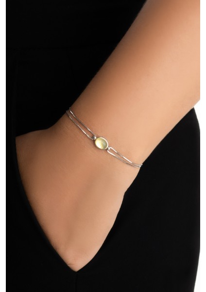 Sarı Melodi 18 Ayar Beyaz Altın Kaplama 19 cm Gümüş Bileklik fiyatları