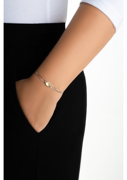 Sarı Melodi 18 Ayar Beyaz Altın Kaplama 19 cm Gümüş Bileklik fırsatları