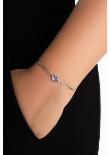 Büyülü Renkler 18 Ayar Beyaz Altın Kaplama 19 cm Gümüş Tektaş Bileklik fiyatları