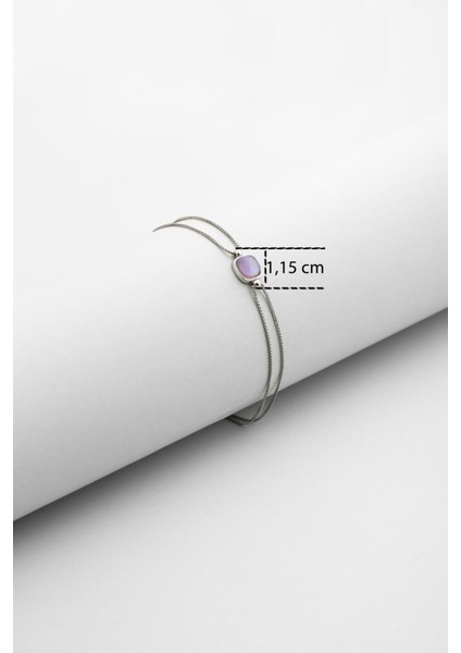 Büyülü Renkler 18 Ayar Beyaz Altın Kaplama 19 cm Gümüş Tektaş Bileklik modelleri