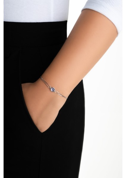 Büyülü Renkler 18 Ayar Beyaz Altın Kaplama 19 cm Gümüş Tektaş Bileklik fırsatları