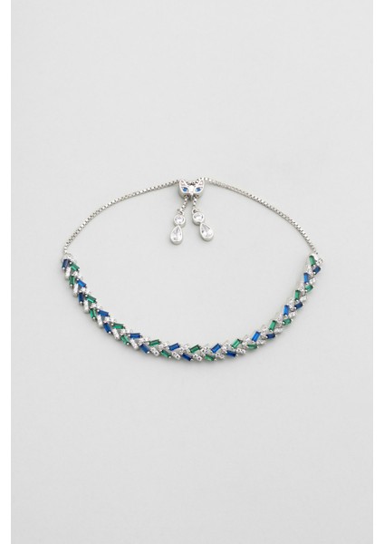 Yakamoz Şıklığı 18 Ayar Beyaz Altın Kaplama Ayarlanabilir Gümüş Bileklik