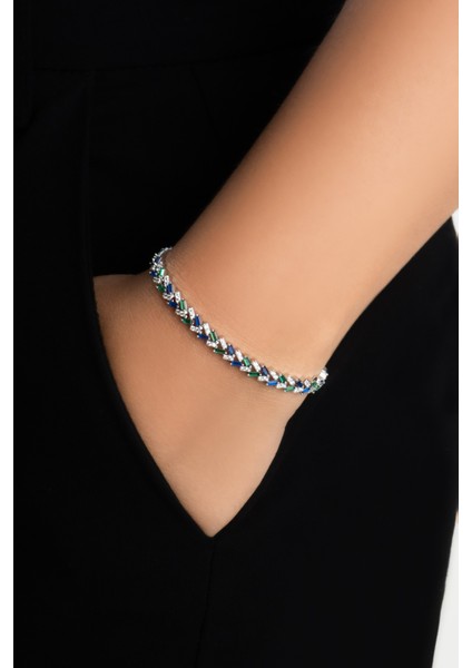 Yakamoz Şıklığı 18 Ayar Beyaz Altın Kaplama Ayarlanabilir Gümüş Bileklik fiyatları