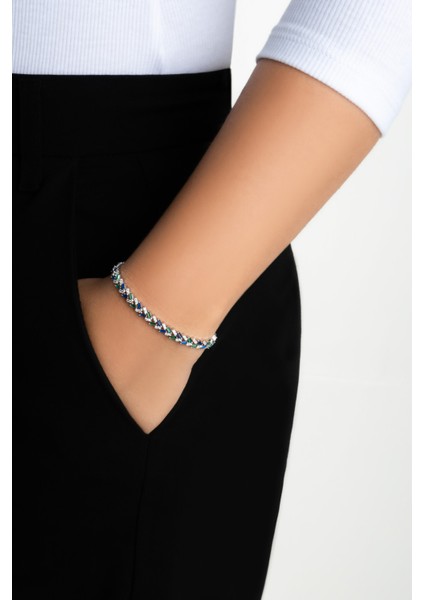 Yakamoz Şıklığı 18 Ayar Beyaz Altın Kaplama Ayarlanabilir Gümüş Bileklik fırsatları