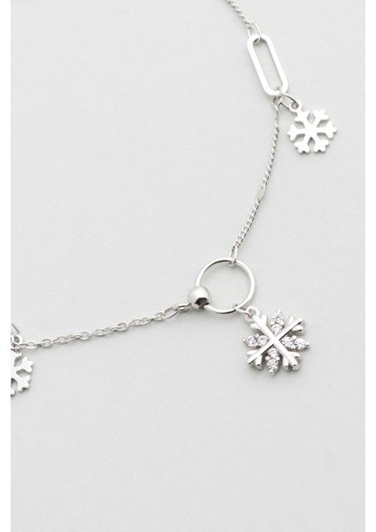 Kar Tanesi 18 Ayar Beyaz Altın Kaplama 20 cm Gümüş Minimal Halhal modelleri