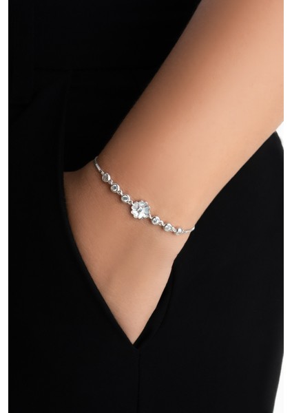 Kardelen 18 Ayar Beyaz Altın Kaplama Ayarlanabilir Gümüş Bileklik fiyatları