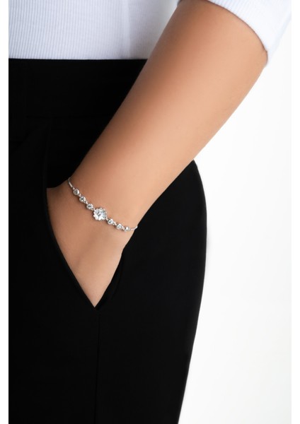 Kardelen 18 Ayar Beyaz Altın Kaplama Ayarlanabilir Gümüş Bileklik fırsatları