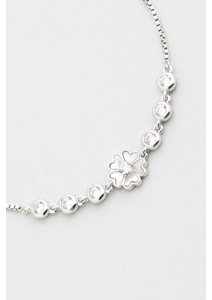 Kardelen 18 Ayar Beyaz Altın Kaplama Ayarlanabilir Gümüş Bileklik indirimleri