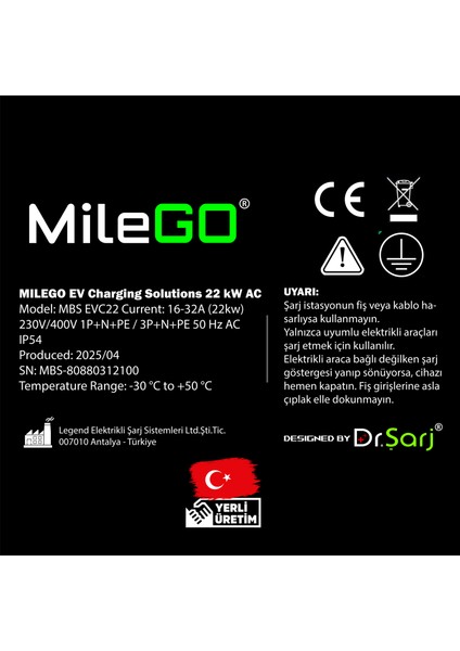 22KW Şarj İstasyonu 8 Metre Kablolu Set Mobil Taşınabilir Elektrikli Araç Şarj Ünitesi indirimleri