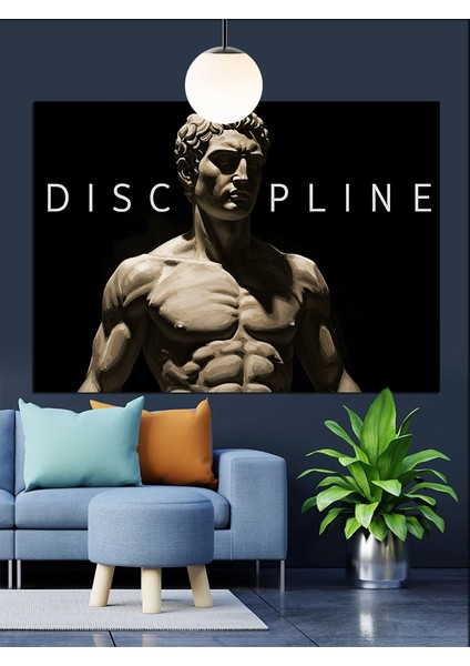 Kaslı Heykel "disiplin" Yazısı Dekoratif Kanvas - Mdf Ahşap Tablo fırsatları