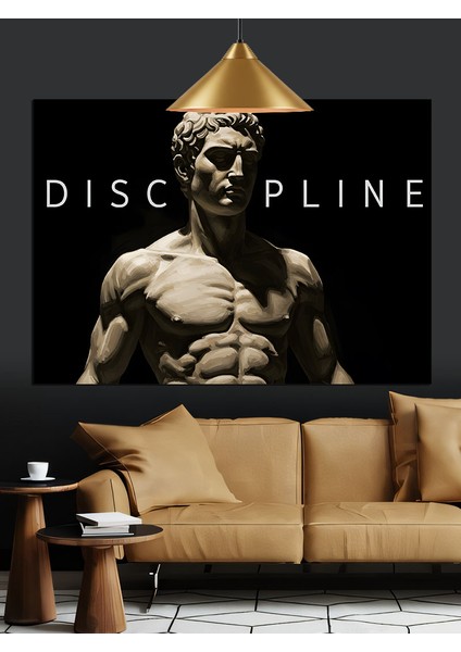 Kaslı Heykel "disiplin" Yazısı Dekoratif Kanvas - Mdf Ahşap Tablo indirimleri