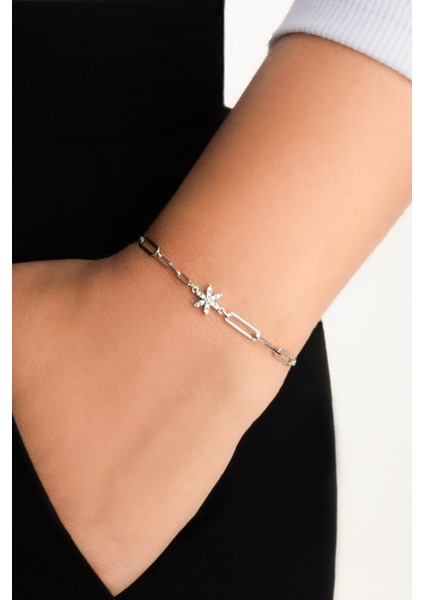 Manolya 18 Ayar Beyaz Altın Kaplama 19 cm Gümüş Bileklik fiyatları