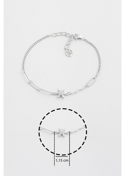 Manolya 18 Ayar Beyaz Altın Kaplama 19 cm Gümüş Bileklik modelleri