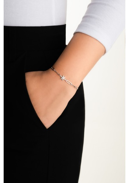 Manolya 18 Ayar Beyaz Altın Kaplama 19 cm Gümüş Bileklik fırsatları