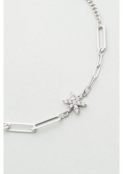 Manolya 18 Ayar Beyaz Altın Kaplama 19 cm Gümüş Bileklik indirimleri